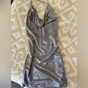 Silver halter mini dress